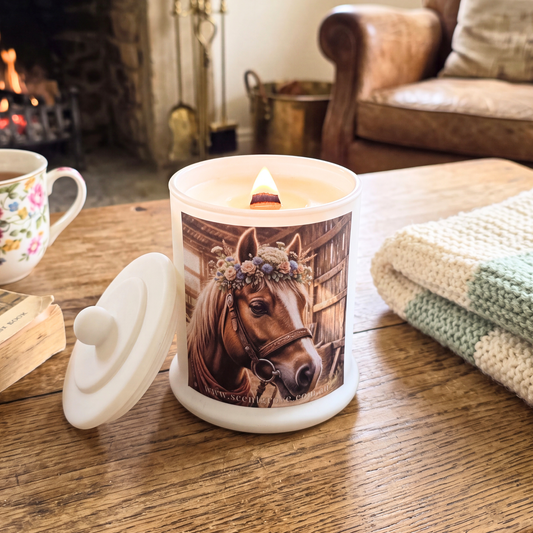 Country Western Wood Wick Soy Candle XL matte white jar