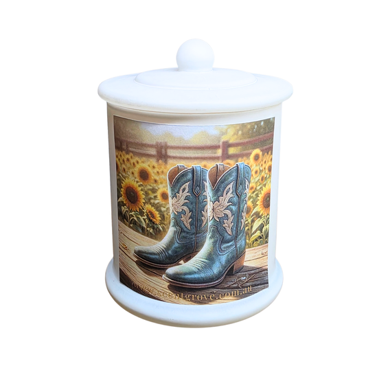 Country Western Wood Wick Soy Candle XL matte white jar