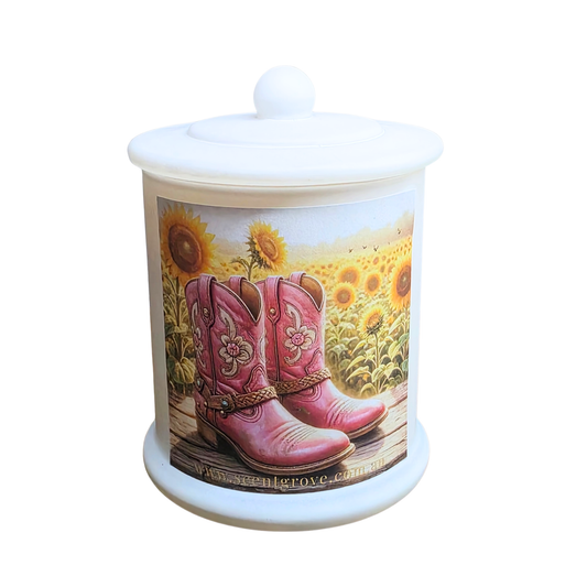 Country Western Wood Wick Soy Candle XL matte white jar