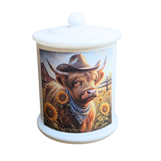 Country Western Wood Wick Soy Candle XL matte white jar