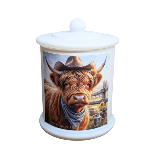 Country Western Wood Wick Soy Candle XL matte white jar