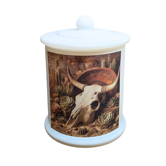 Country Western Wood Wick Soy Candle XL matte white jar