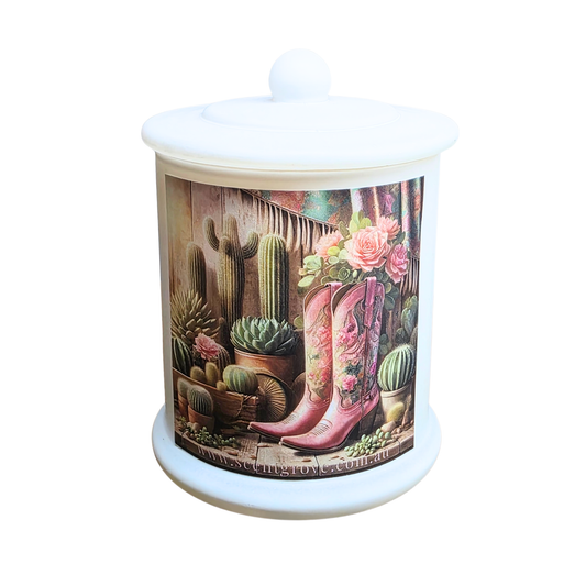 Country Western Wood Wick Soy Candle XL matte white jar