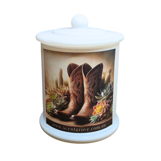 Country Western Wood Wick Soy Candle XL matte white jar