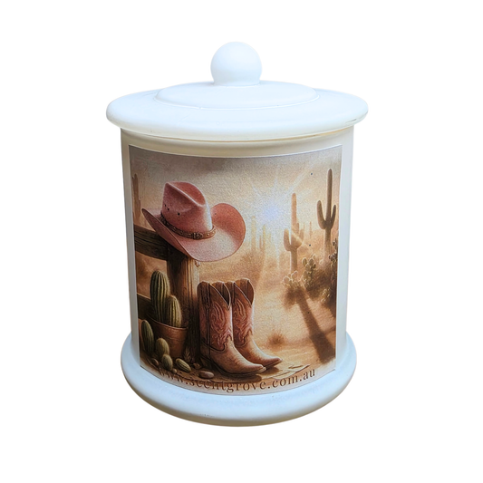 Country Western Wood Wick Soy Candle XL matte white jar