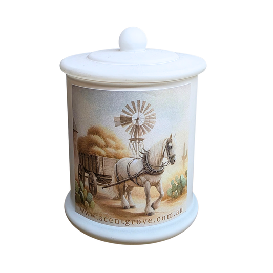 Country Western Wood Wick Soy Candle XL matte white jar