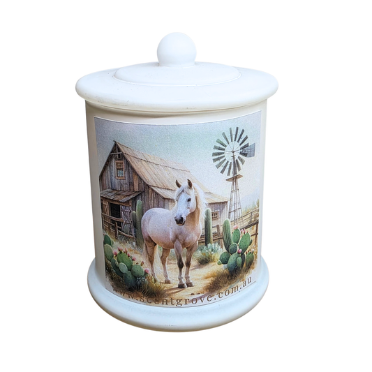 Country Western Wood Wick Soy Candle XL matte white jar