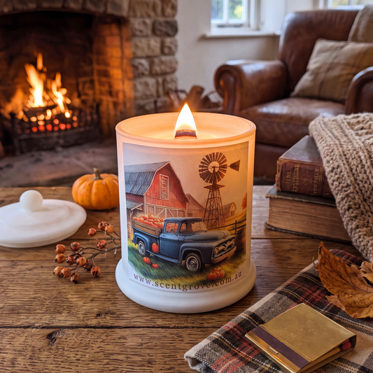 Country Western Wood Wick Soy Candle XL matte white jar