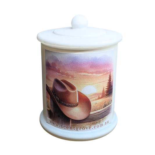 Country Western Wood Wick Soy Candle XL matte white jar