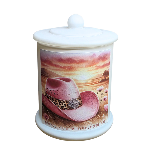 Country Western Wood Wick Soy Candle XL matte white jar