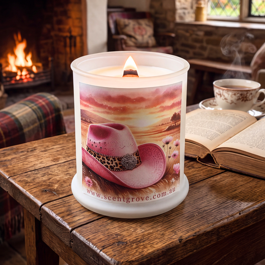 Country Western Wood Wick Soy Candle XL matte white jar