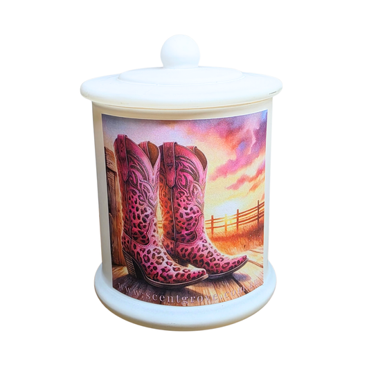 Country Western Wood Wick Soy Candle XL matte white jar