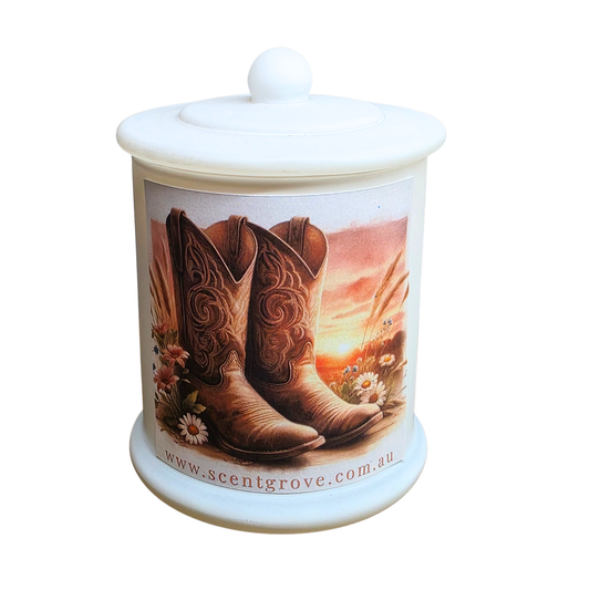 Country Western Wood Wick Soy Candle XL matte white jar