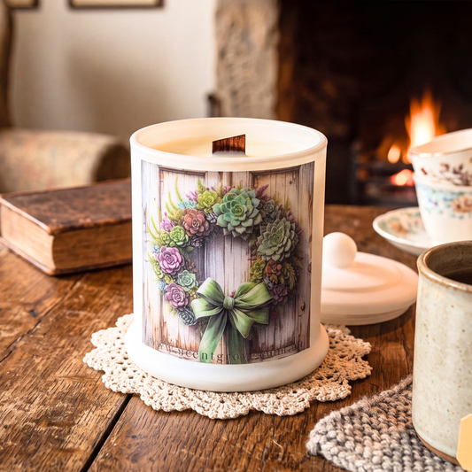 Country Western Wood Wick Soy Candle XL matte white jar
