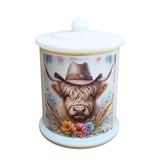 Country Western Wood Wick Soy Candle XL matte white jar