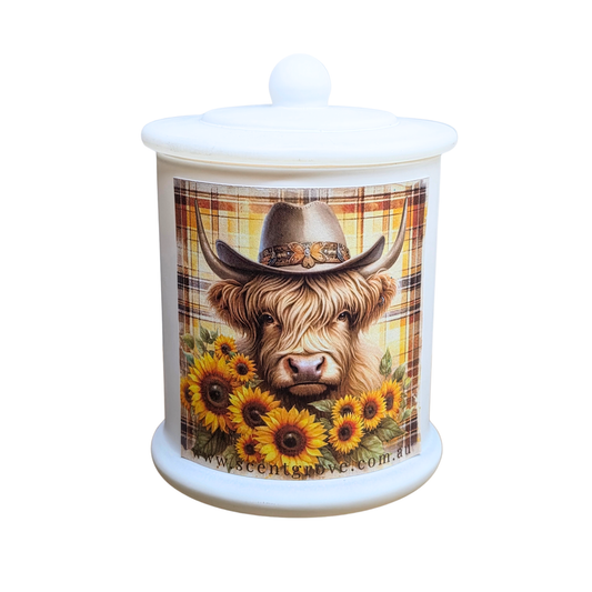 Country Western Wood Wick Soy Candle XL matte white jar