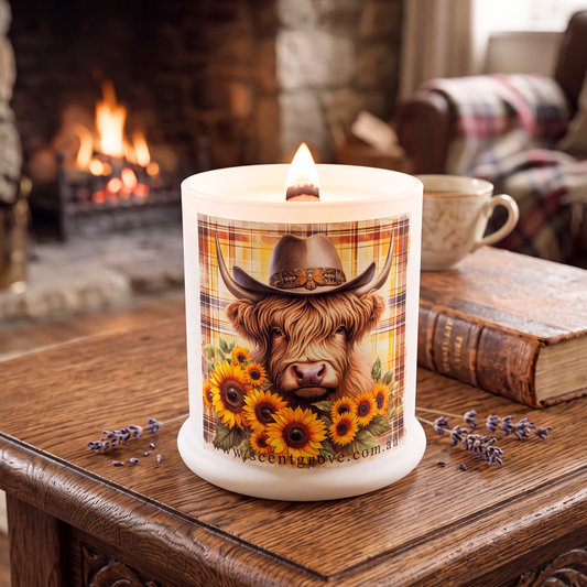 Country Western Wood Wick Soy Candle XL matte white jar