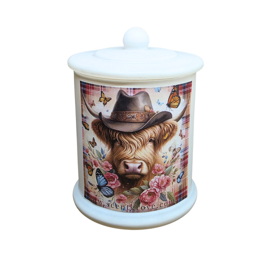 Country Western Wood Wick Soy Candle XL matte white jar