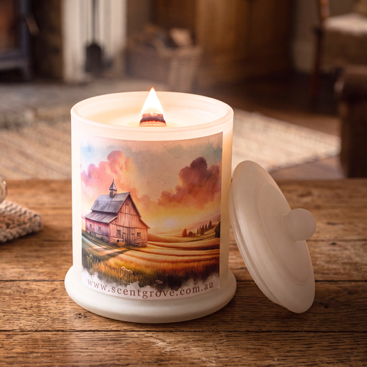 Country Western Wood Wick Soy Candle XL matte white jar