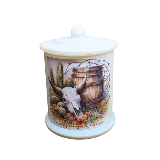 Country Western Wood Wick Soy Candle XL matte white jar