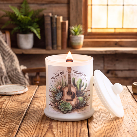 Country Western Wood Wick Soy Candle XL matte white jar