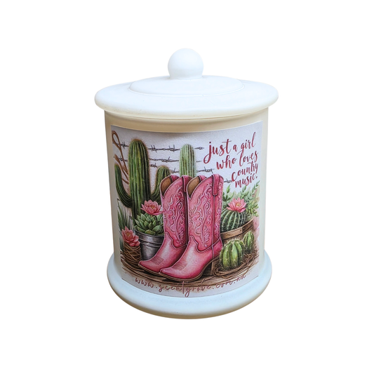 Country Western Wood Wick Soy Candle XL matte white jar