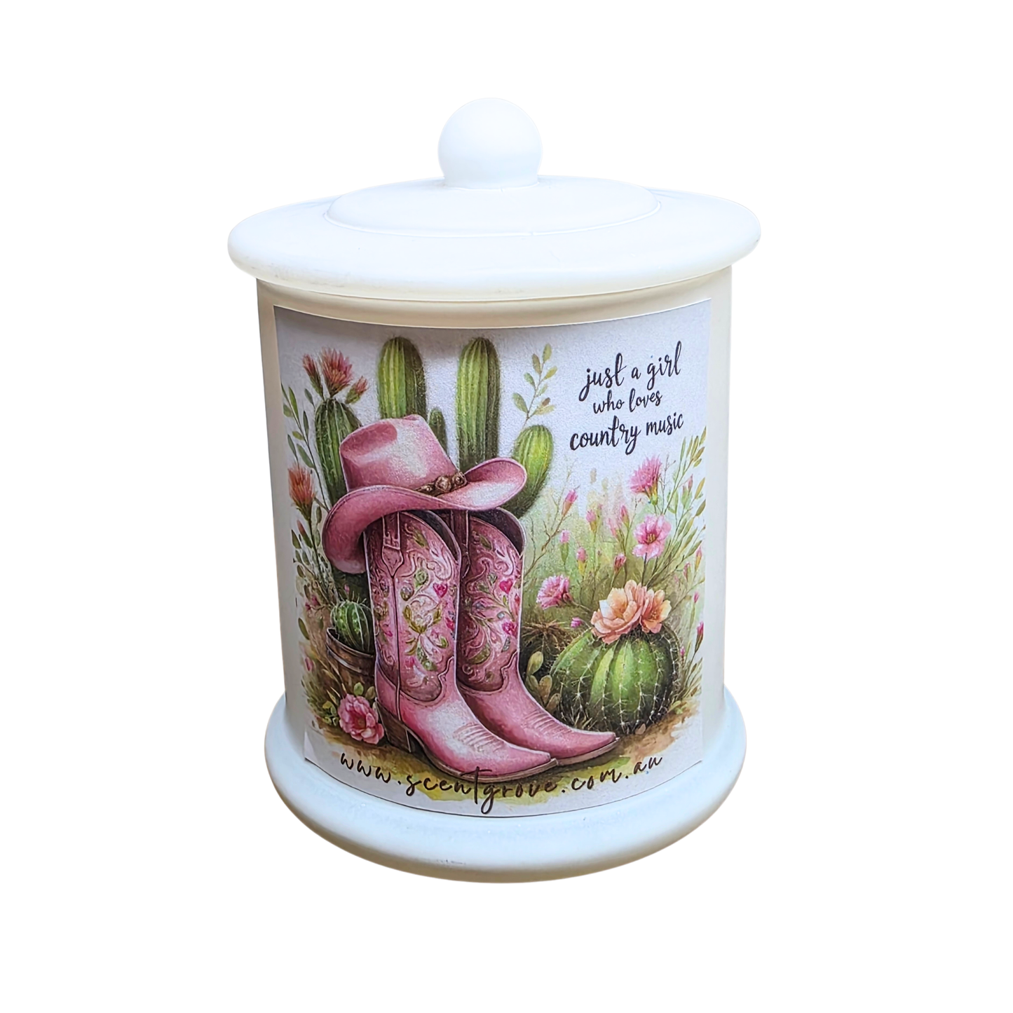 Country Western Wood Wick Soy Candle XL matte white jar