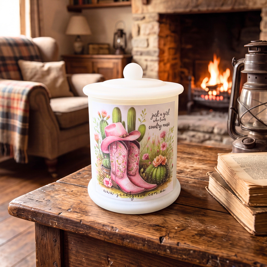 Country Western Wood Wick Soy Candle XL matte white jar