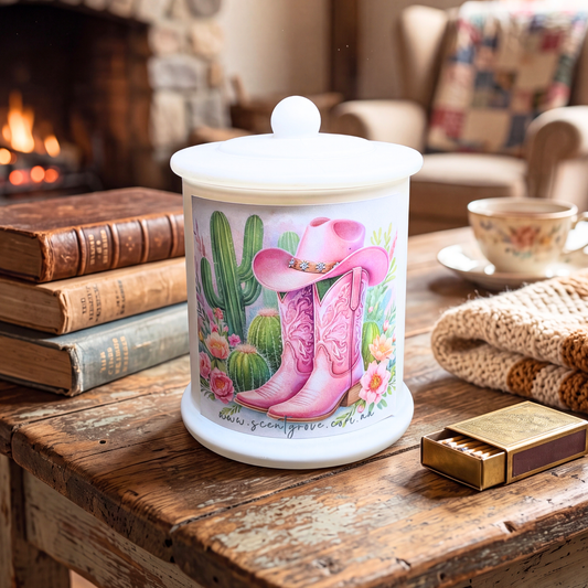 Country Western Wood Wick Soy Candle XL matte white jar
