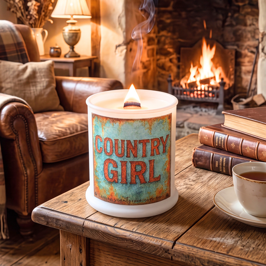 Country Western Wood Wick Soy Candle XL matte white jar
