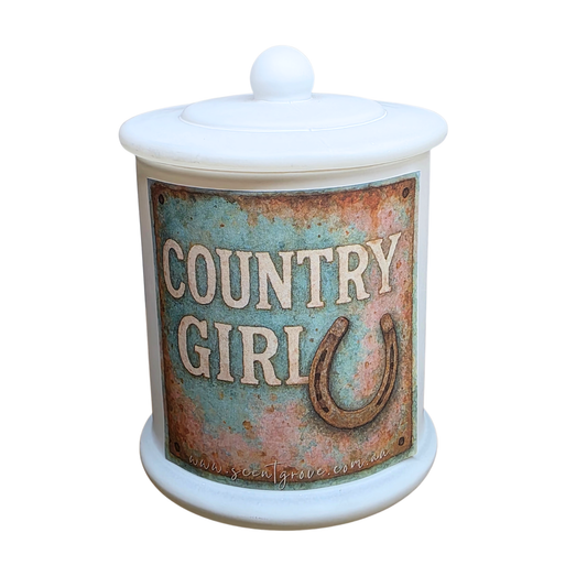 Country Western Wood Wick Soy Candle XL matte white jar