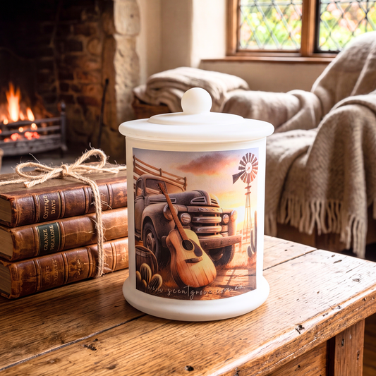 Country Western Wood Wick Soy Candle XL matte white jar