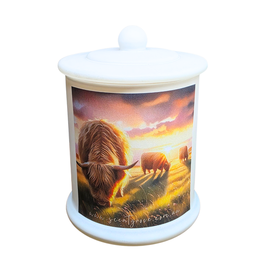 Country Western Wood Wick Soy Candle XL matte white jar