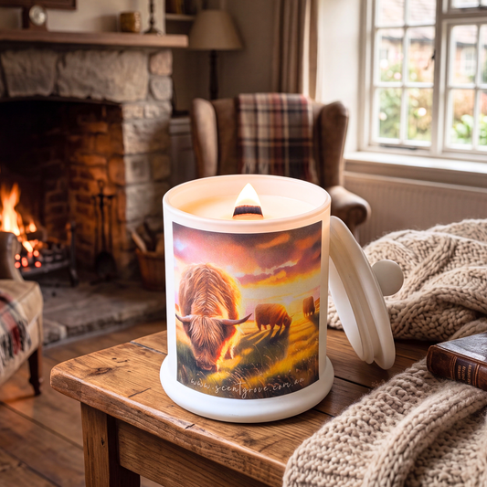 Country Western Wood Wick Soy Candle XL matte white jar