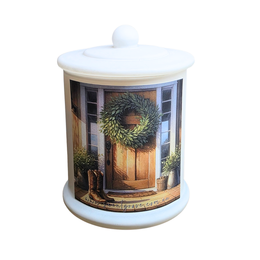 Country Western Wood Wick Soy Candle XL matte white jar