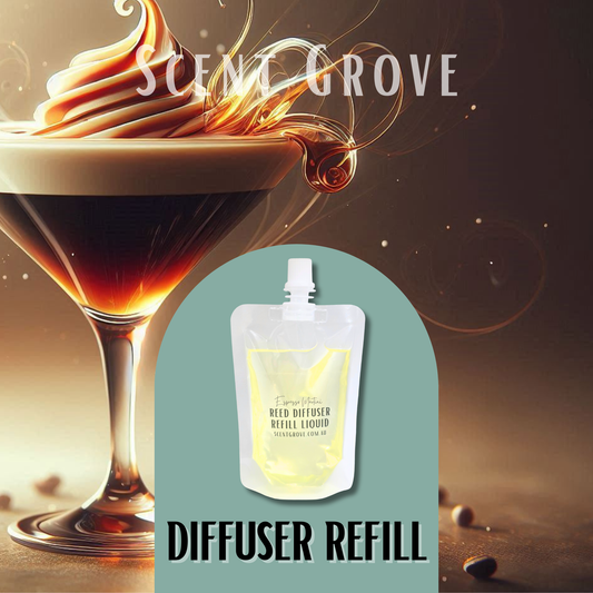 Espresso Martini Scented Diffuser Liquid Refill 100ml Clear Pouch