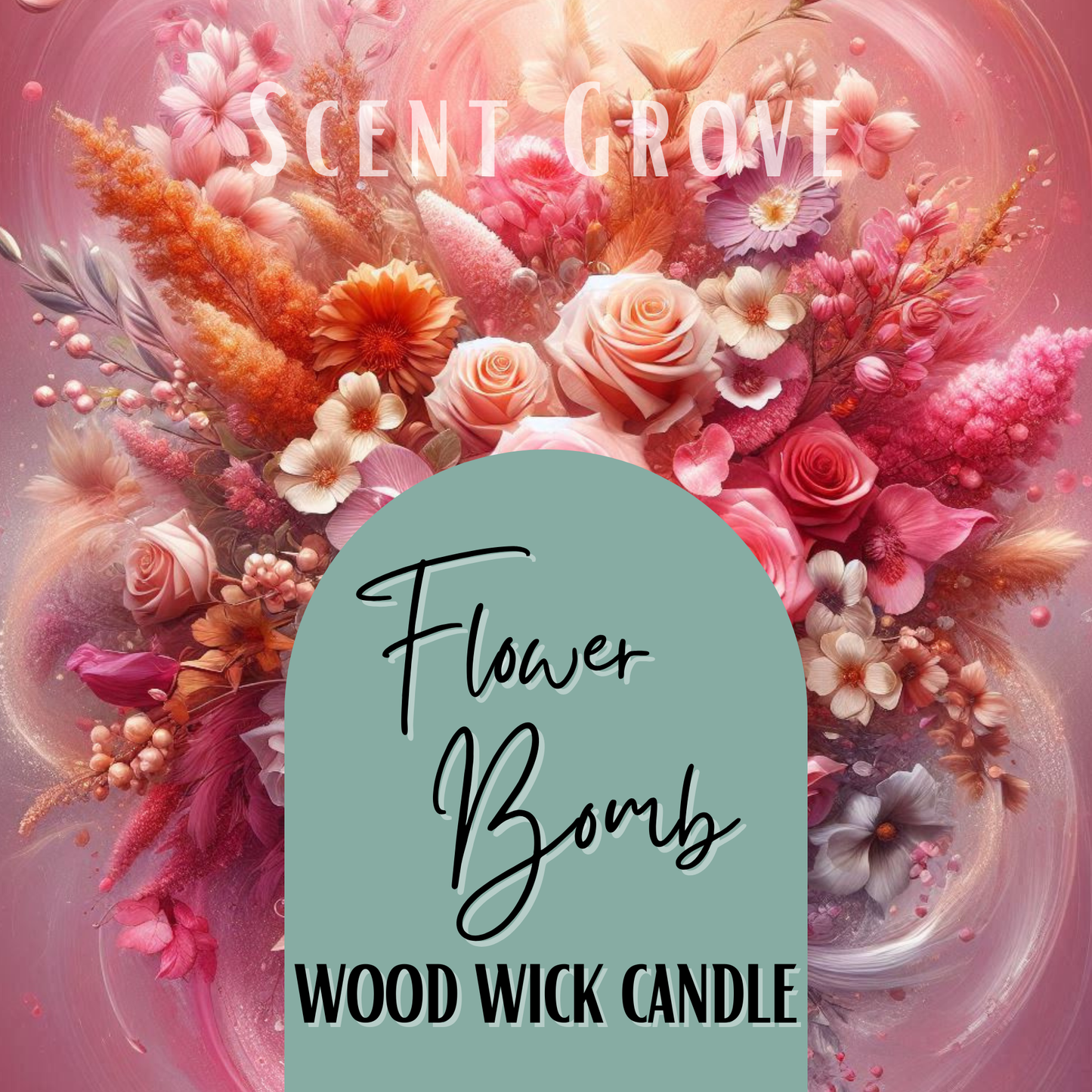 Flower Bomb scented Wood Wick Soy Candle