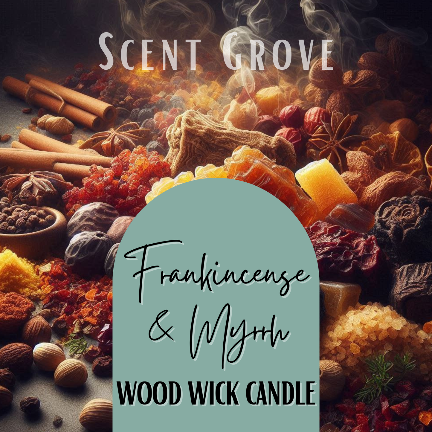 Frankincense & Myrrh scented Wood Wick Soy Candle