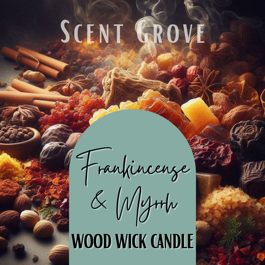 Frankincense & Myrrh scented Wood Wick Soy Candle