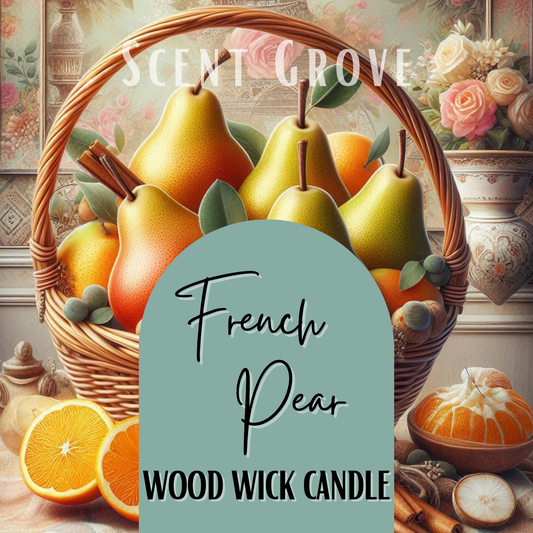 French Pear scented Wood Wick Soy Candle