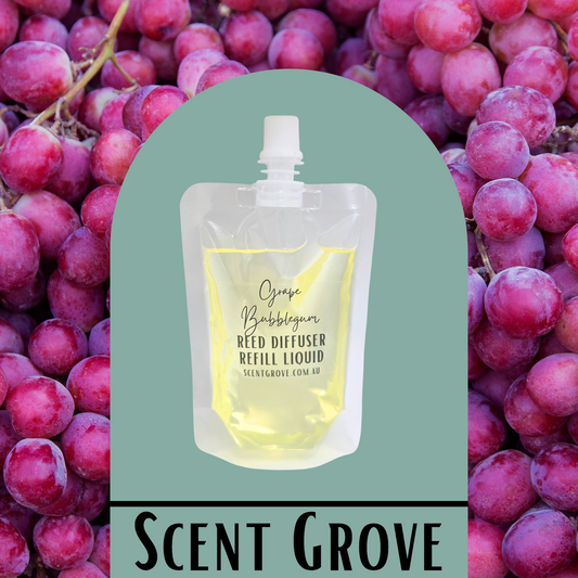Grape Bubblegum Scented Diffuser Liquid Refill 100ml Clear Pouch