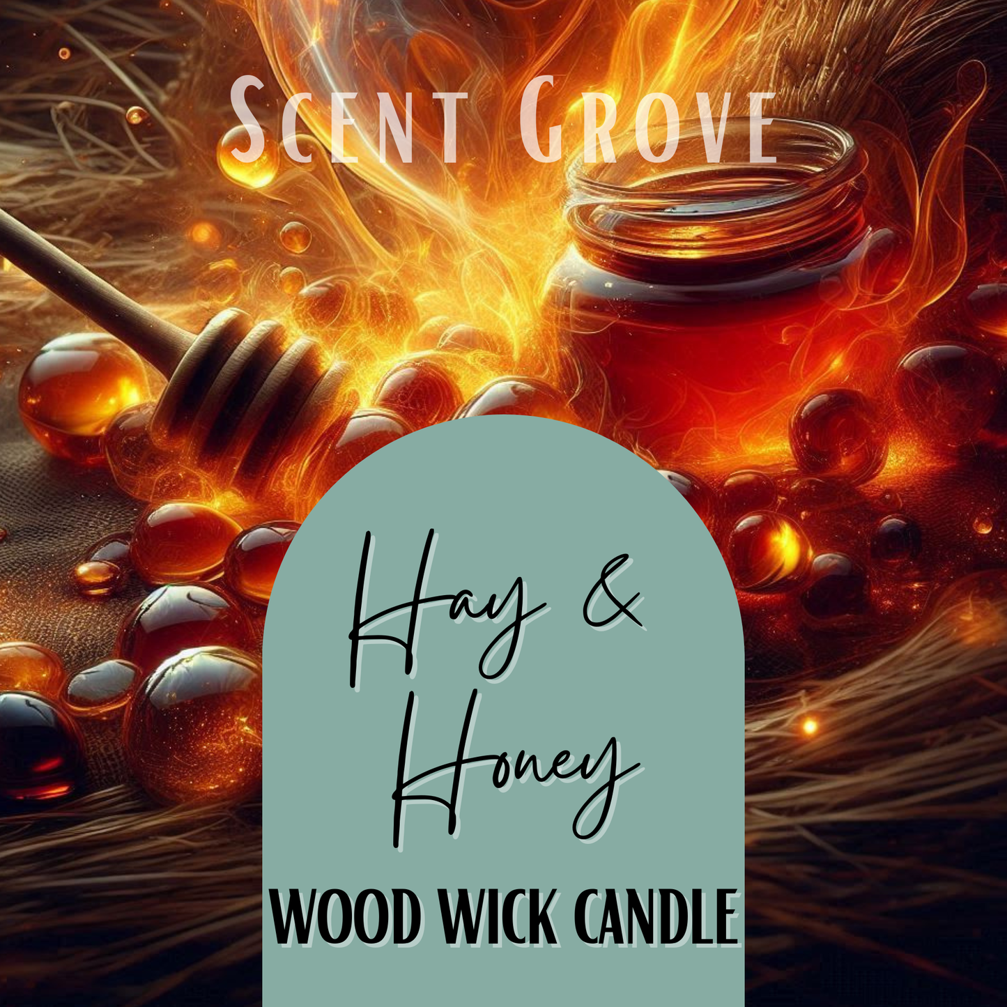 Hay & Honey scented Wood Wick Soy Candle