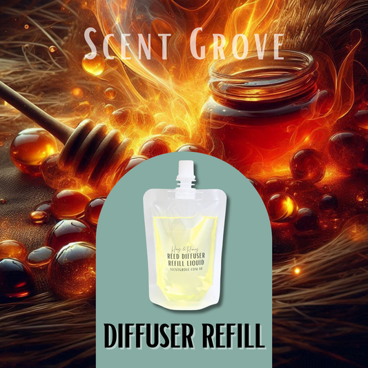 Hay & Honey Scented Diffuser Liquid Refill 100ml Clear Pouch