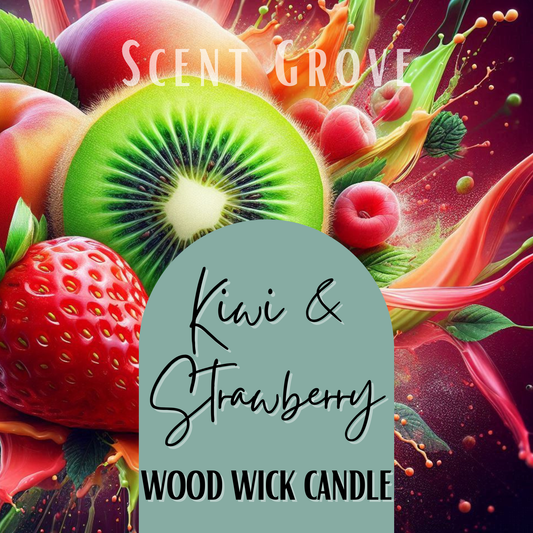 Kiwi & Strawberry scented Wood Wick Soy Candle
