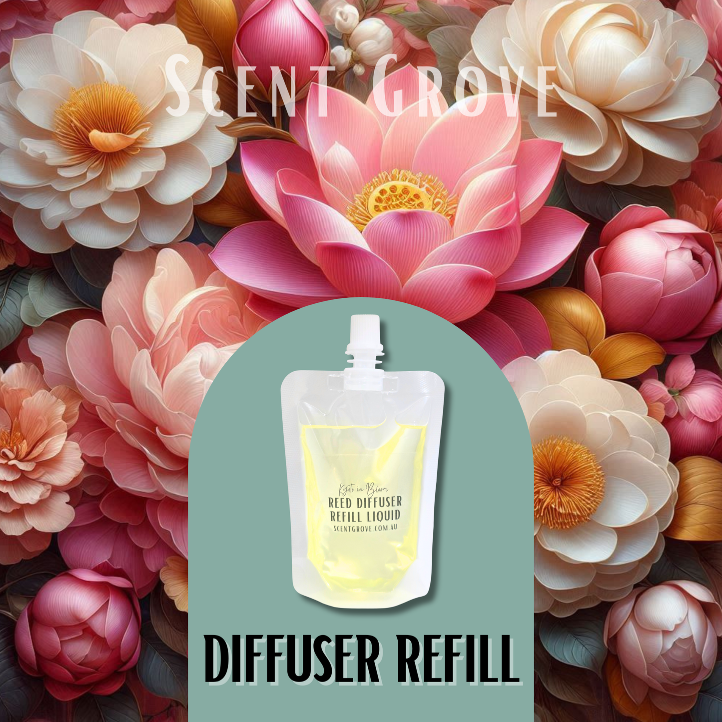 Kyoto in Bloom Scented Diffuser Liquid Refill 100ml Clear Pouch