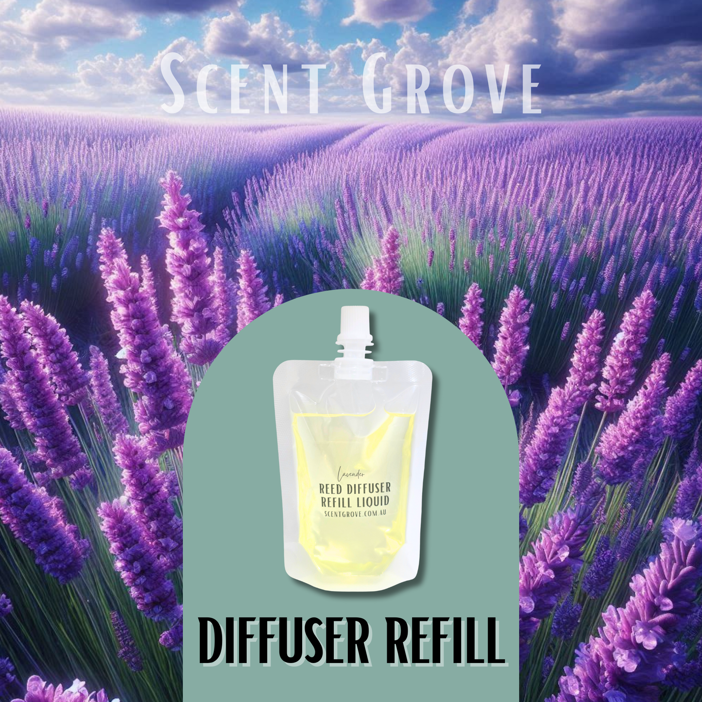 Lavender Scented Diffuser Liquid Refill 100ml Clear Pouch