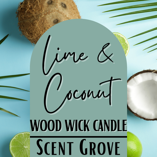 Lime & Coconut scented Wood Wick Soy Candle