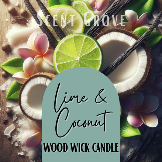 Lime & Coconut scented Wood Wick Soy Candle