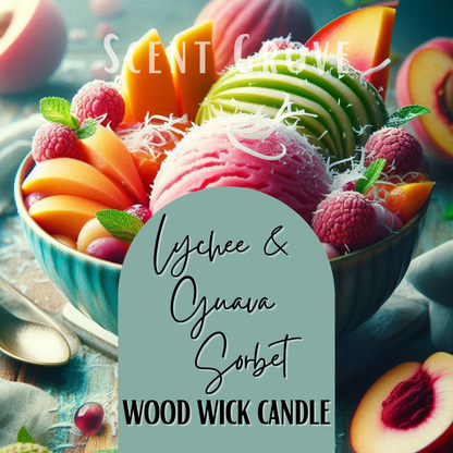 Lychee & Guava Sorbet scented Wood Wick Soy Candle