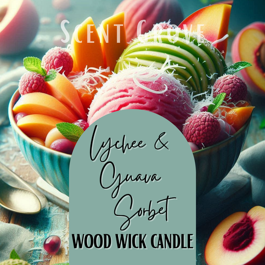 Lychee & Guava Sorbet scented Wood Wick Soy Candle